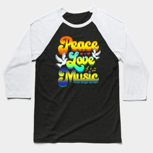 Peace Love Music Rave Festival Musical Hippie Baseball T-Shirt